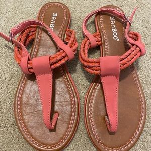 Bamboo Orange Sandals. Size 6